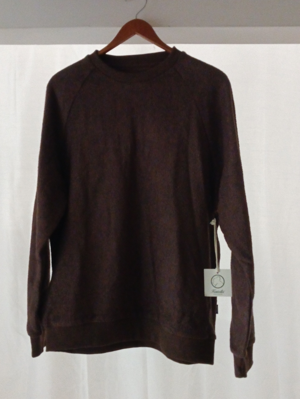 Kuwalla Tee Men's Thermal Long Sleeve Classic Crewneck Sweater in Dark Brown NEW